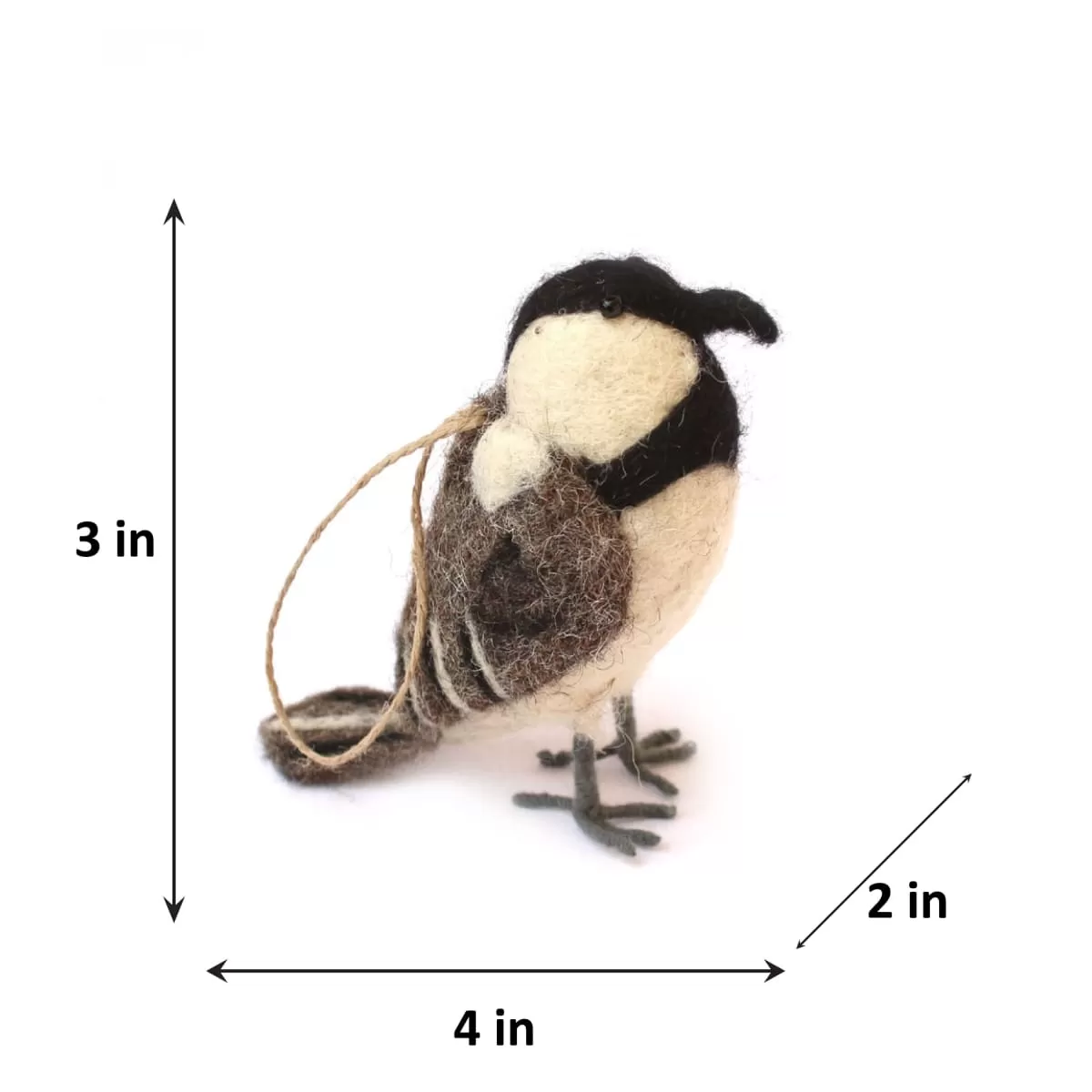 De Kulture Handmade Premium Wool Felt Sparrow (Hanging) Eco Friendly Needle Felted Christmas Xmas Tree Decoration Stuffed Ornament for Home Office Party Holiday Décor, 2x4x3 (LWH) Inches